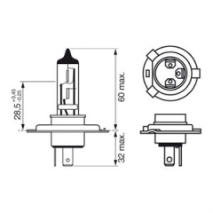 Bosch Pure Light pære H4 60/55W 12V(37 1987301001)