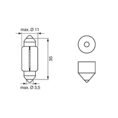 Bosch Pure Light pære C5W 12V Pinol - 2 stk.(37 1987301004)