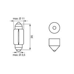 Pære Bosch Pure Light,C5W,2 stk.,12v,SV8,5-8(37 1987301004)