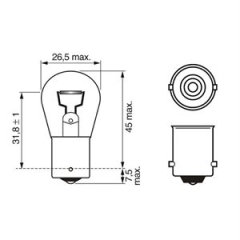 Bosch Pure Light pære P21W 12V - 2 stk.(37 1987301017)
