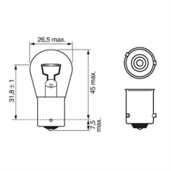 Pære Bosch Pure Light,PY 21W,2 stk.,12v,BAU15s(37 1987301018)