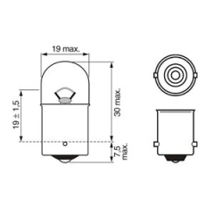 Pære Bosch Pure Light,R10W,2 stk.,12v,10W,BA15s(37 1987301019)