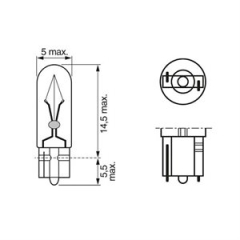 Pære Bosch Pure Light,T5 1,2W,2 stk.,12v,W2x4,6d(37 1987301024)