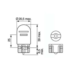 Pære Bosch Pure Light,W21/5W,2 stk.,12v,BAY15d(37 1987301079)