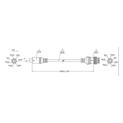 20 m. Kabel-6 pin vådt miljø(252 AE-PL20P6)