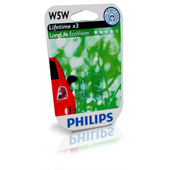 Philips Longlife EcoVision W5W 12V - Sæt(34 12961LLECOB2)