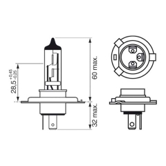Bosch Ultra White pære H4 60/55W 12V 4200K(37 1987301089)